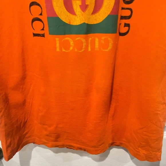 Gucci Bright Orange Classic Logo Graphic Tee - Picture 2 of 5
